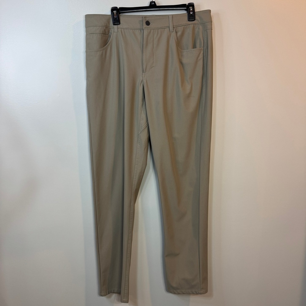 johnnie-O Prep Performance Mens Khaki Stretch Pants 35x32 Flat Front Casual Golf